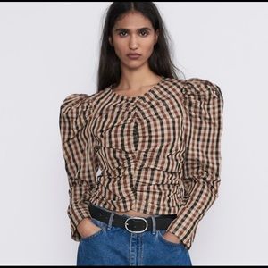 ZARA cropped plaid top